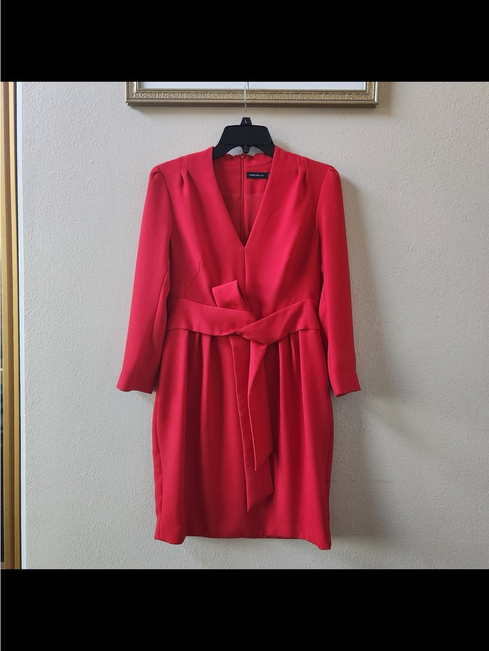 Karen Millen red front-knot crepe dress size 8